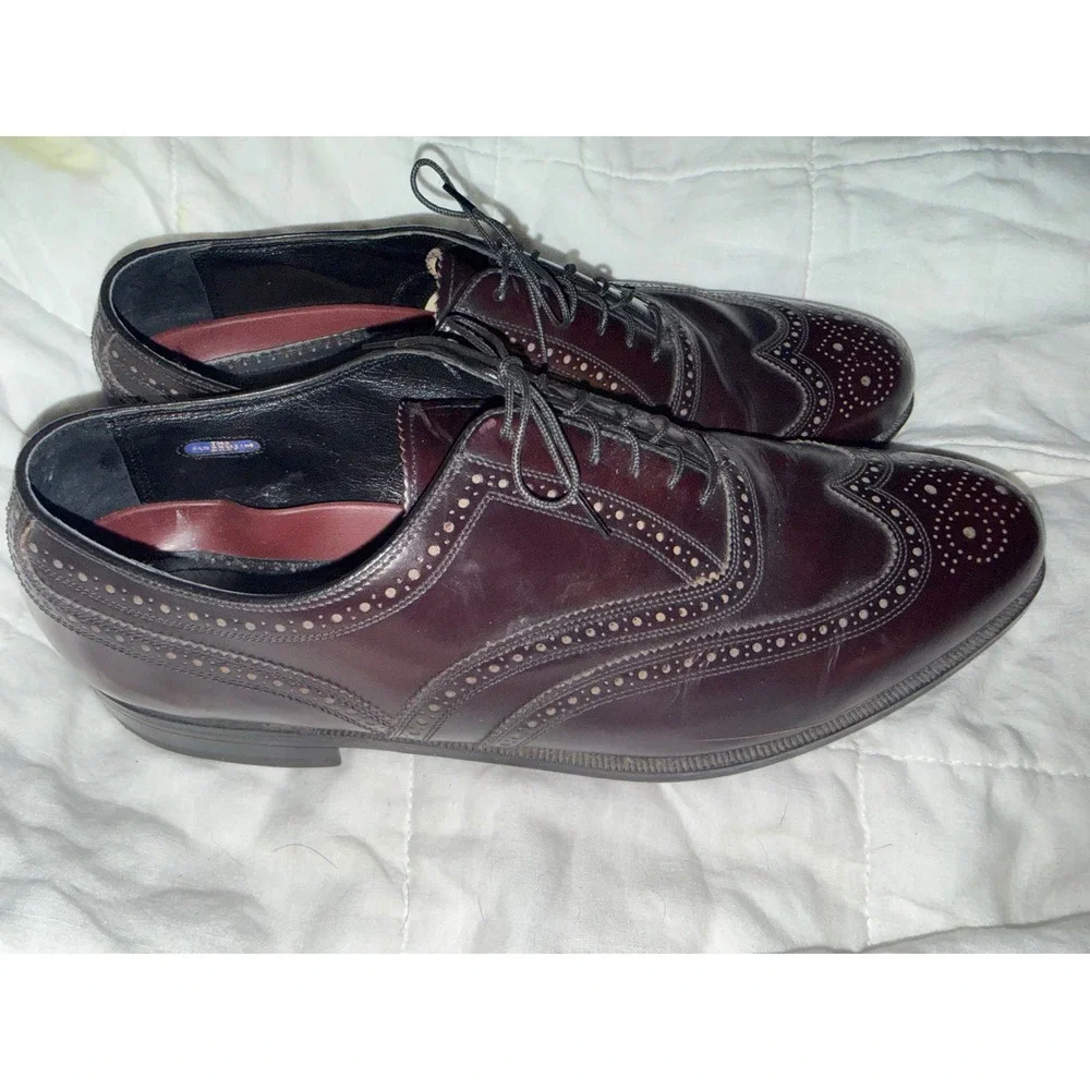 Florsheim Imperial Mens Burgundy Leather Wingtip Oxfords Shoes 12 3E 537778